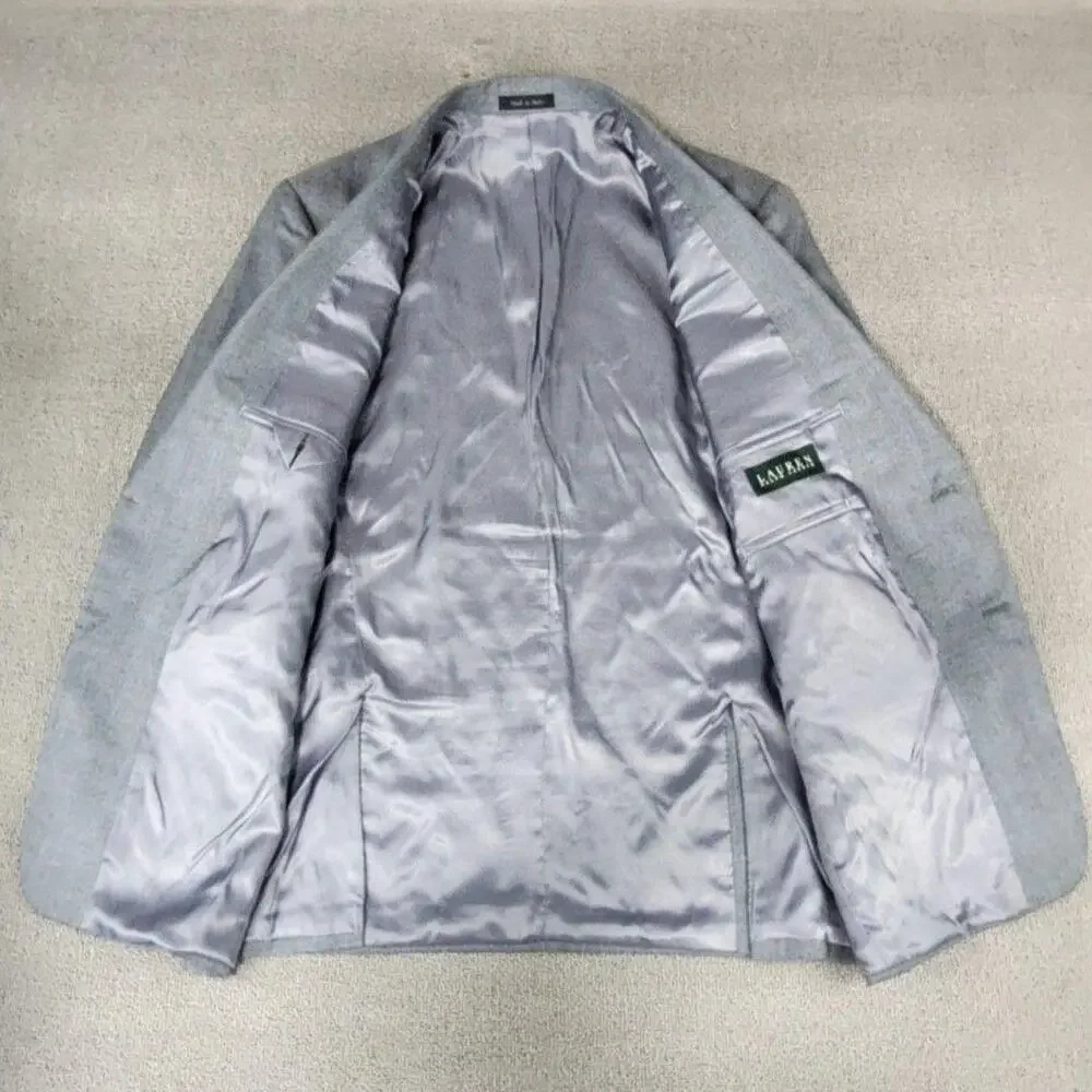 Lauren Ralph Lauren Blazer Mens 42R Gray Blue Sport Coat Jacket Flaw